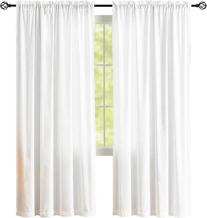 White Privacy Sheer Curtains for Windows, Silky-Soft Tencel Velvet Fabric Rod by MYSTIC-HOME