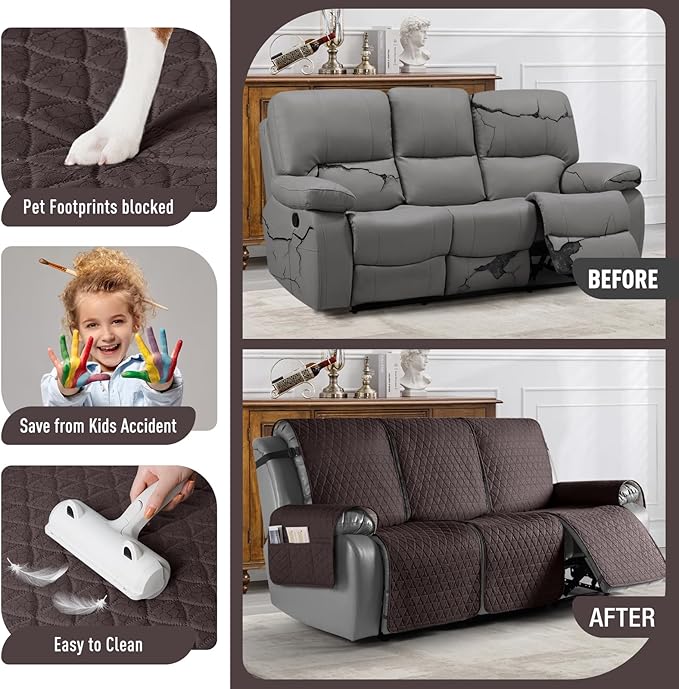TAOCOCO 100% Waterproof Recliner Cover, Non-Slip Washable Reclining Couch Cover - Image 2
