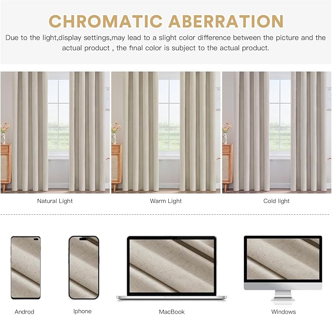 PrinceDeco Nature Linen Curtains 100% Back Out Curtains - Image 8