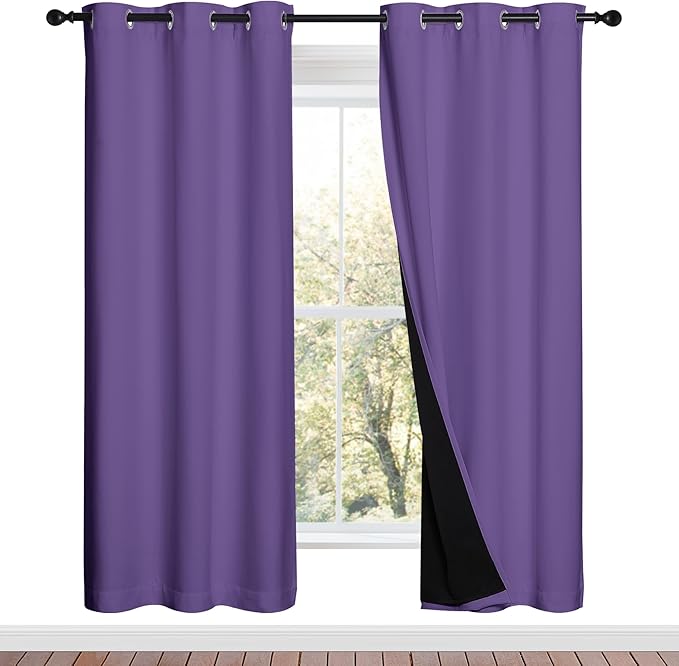 NICETOWN Lilac Purple Full Shade Curtain Panels, Pair of Energy Smart & Noise by NICETOWN