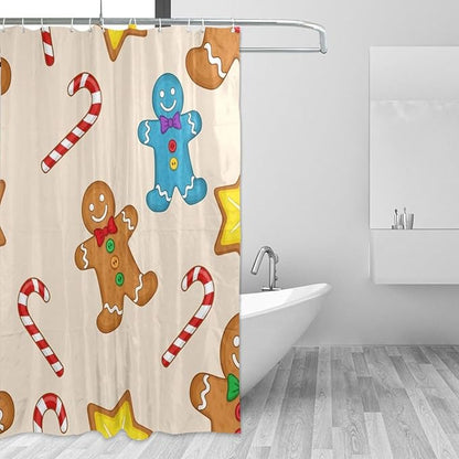 Christmas Gingerbread Beige Shower Curtain Liner 72×72 inch by Unknown