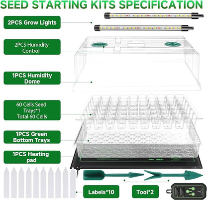 Large Seed Starter Tray with Grow Light and Thermostat Controller Heat Mat - Image 5