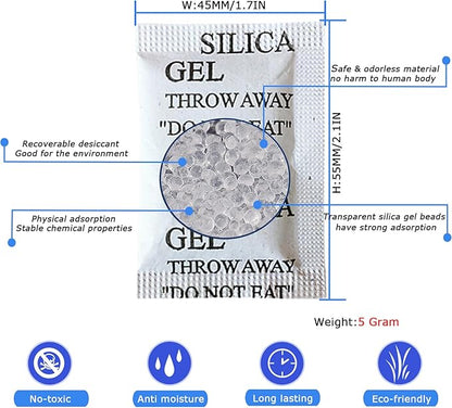 50PCS 5 Gram Silica Gel Packets, Premium Moisture Absorbers, Desiccant Packs - Image 2