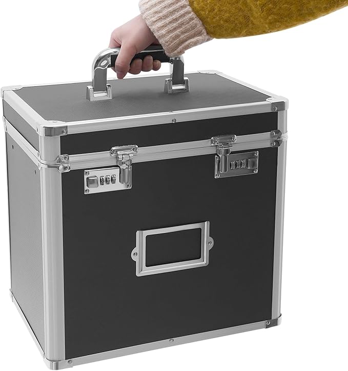 Metal Locking File Organizer Box, 13.8*10*13.4 inch Portable Locking Storage - Image 5