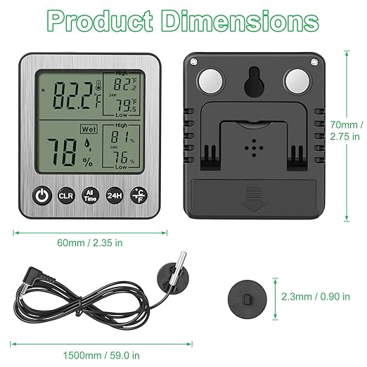 2 PCS Refrigerator Thermometer Digital Freezer Fridge Thermometer - Image 2