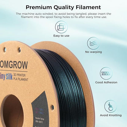 Comgrow 3D Printer Filament, Silk PLA Filament 1.75mm Burnt Titanium 1KG - Image 3