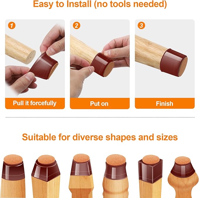 36Pcs Brown Silicone Chair Leg Floor Protectors, Floor Protectors - Image 4