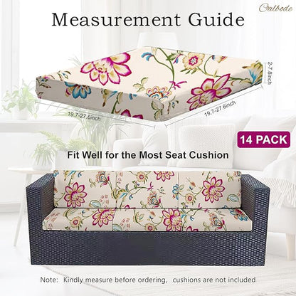 14pcs Single Seat Floral Print Outdoor Couch Cover, Waterproof Elastic - Image 2