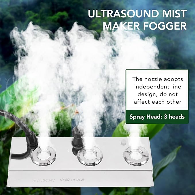 Mist Maker Fogger, 3 Ultrasonic Mist Maker, Stainless Steel Fog Machine - Image 2