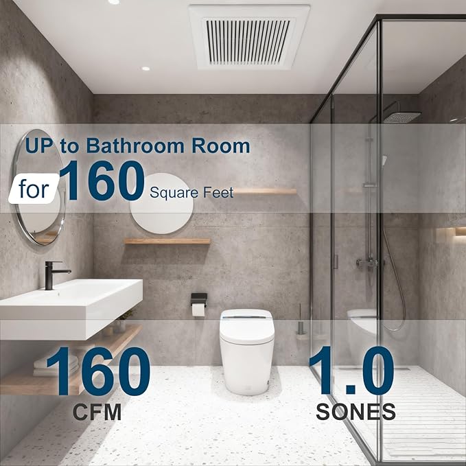 Bathroom Exhaust Fan 160 CFM 1.0 Sone, 6 Inch Duct, Quiet Energy Saving - Image 2