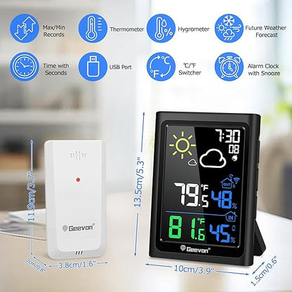 Geevon Indoor Outdoor Thermometer Wireless Weather Station - Image 6