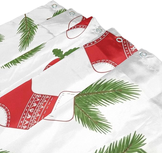 Christmas Stocking White Shower Curtain Liner 72×72 inch - Image 3
