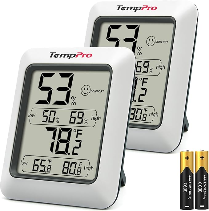 TempPro TP50 2 Pieces Digital Hygrometer Indoor Thermometer Room Thermometer by ThermoPro
