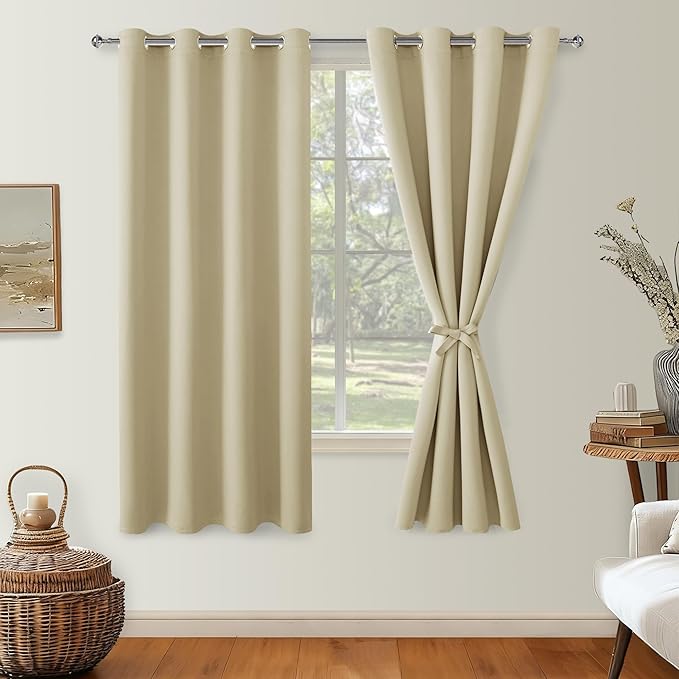 Hiasan Blackout Curtains for Bedroom, 52 x 63 Inches Length by Hiasan