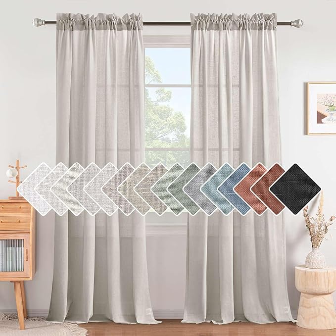 H.VERSAILTEX Linen Curtains Elegant Natural Linen Semi Sheer Curtains Energy by HVERSAILTEX