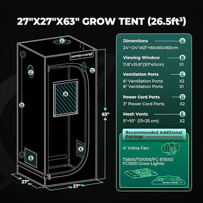 MARS HYDRO 2x2x5 Grow Tent Pro, Larger Observation Window, Controller & Socket - Image 8