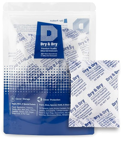 Dry & Dry 50 Gram Silica Gel Packets Desiccants, Silica Packets by DryDry