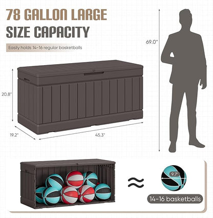 JUMMICO 78 Gallon Outdoor Deck Box Large Resin Storage Box - Image 3