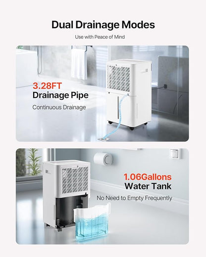 VEVOR 52 Pints Dehumidifier for Home & Basement, 4000 Sq.Ft Large Coverage - Image 6