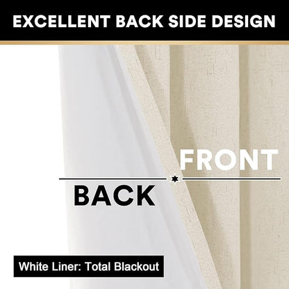PrinceDeco 100% Blackout Curtains 96 Inches Long 2 Panels Sets Linen Black Out - Image 5