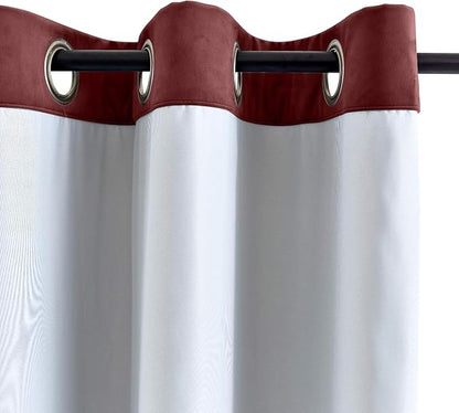ChadMade Extra Wide Blackout Lined Premium Velvet Curtain Burgundy 120Wx102L - Image 3