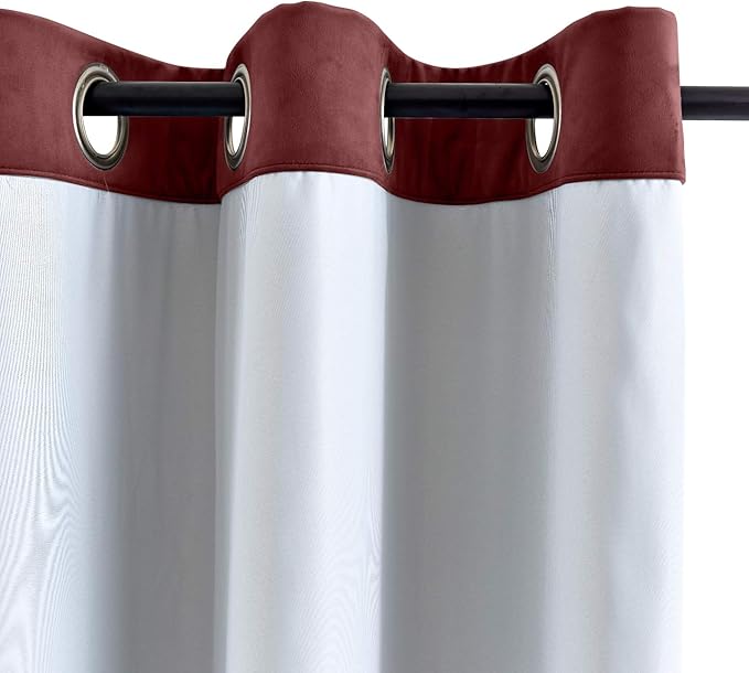 ChadMade Blackout Lined Premium Velvet Curtain Burgundy 100Wx96L Inch, Eyelet - Image 3