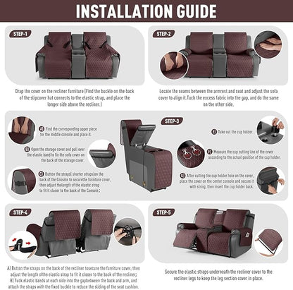 TAOCOCO 100% Waterproof Loveseat Recliner Couch Sofa Covers - Image 7