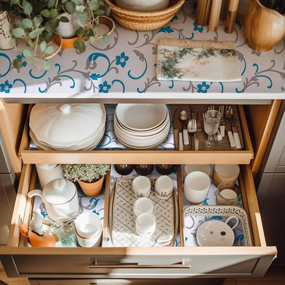 2 Rolls 18" W x 96" L Floral Drawer and Shelf Liner - Image 2