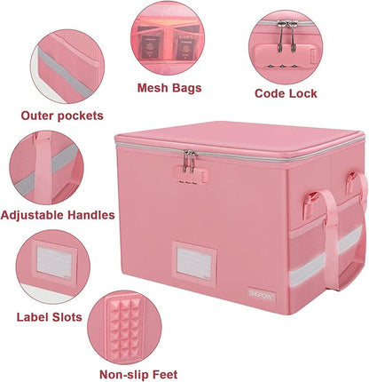 ENGPOW File Box with Lock, Fireproof Document Box with Pockets, Collapsible - Image 4