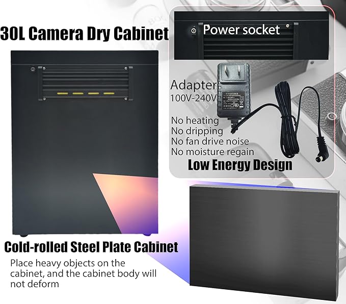 Electronic Dry Cabinet 30L, Camera Dry Cabinet 2 Tiers, Dehumidify Moisture - Image 7