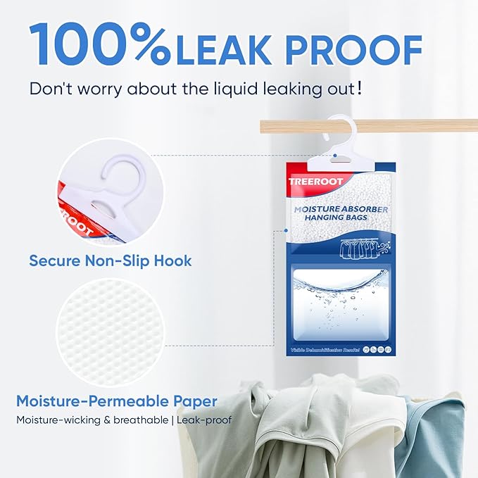 24 Pack Moisture Absorbers for Closet, 6.4OZ Hanging Closet Dehumidifier Bags - Image 6