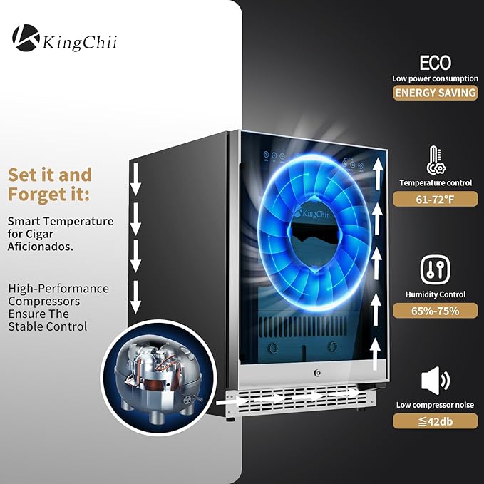 KingChii 145L Electric Cigar Humidor Temperature & Humidity Control, - Image 2