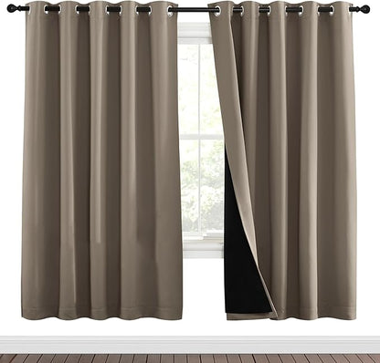 NICETOWN Taupe Full Shade Curtain Panels, Pair of Energy Smart & Noise Blocking by NICETOWN