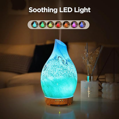 Vase Aroma Essential Oil Diffuser 160ml Art Glass Ultrasonic Cool Mist Scent - Image 2