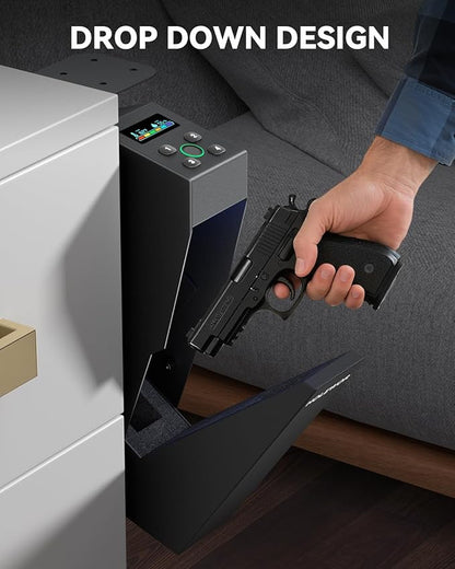 Gun Safe Biometric Pistol Safe Fingerprint Drop Down Mount Handgun Safe Under - Image 2