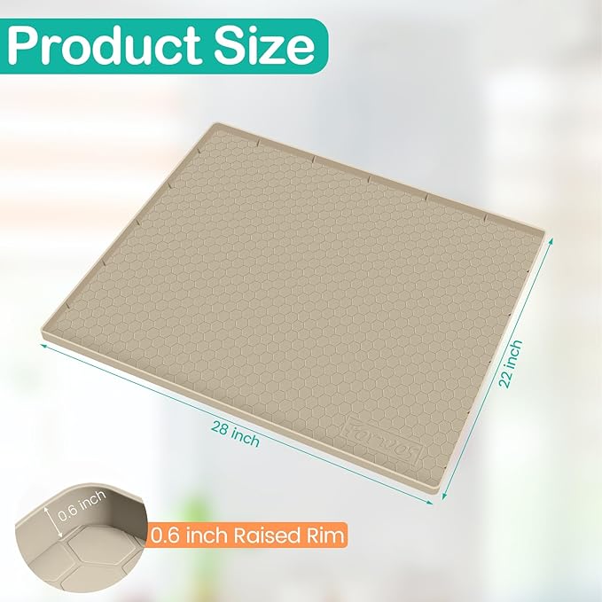 Waterproof Under Sink Mat 28" x 22", Silicone Cabinet Liner, Rubber Protector - Image 2