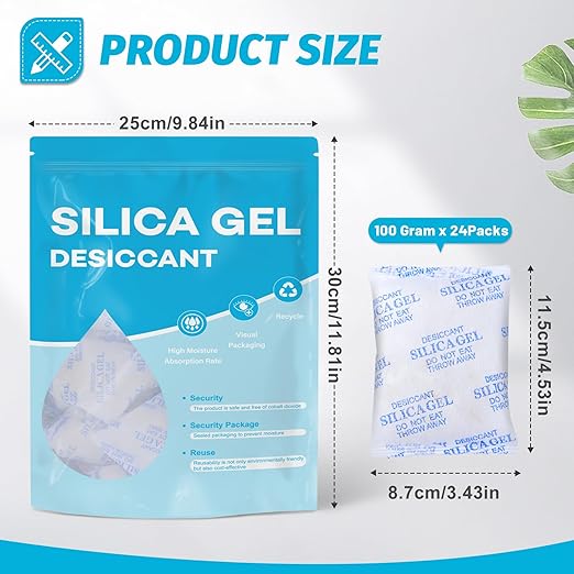 VOISEN 100 Gram 24 Pcs Color-Indicating Silica Gel Packets, Premium Food Grade - Image 2
