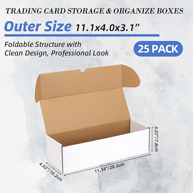 EXYGLO Trading Card Storage Box 25 Pack 520 Count 20pt, 10.6x3.8x2.9 Inch White - Image 2