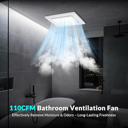 TEPU Bathroom Exhaust Fan with Light 110 CFM, 9.8In Grille, Cutout Size 8.27" x - Image 2