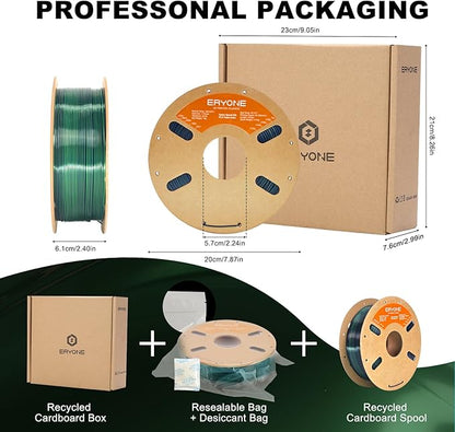 ERYONE Silk Tri Color PLA Filament 3D Printer 1.75mm +/- 0.03mm, Dark Green & - Image 6