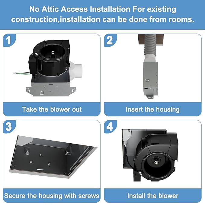 Bathroom Exhaust Fan 70CFM 2.0Sone, Quiet Bath Fan - Image 3