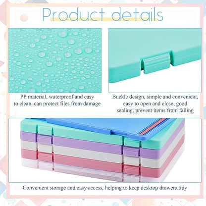 Zhanmai 6 Pcs A4 File Boxes Portable Project Case Plastic Scrapbook Paper - Image 3