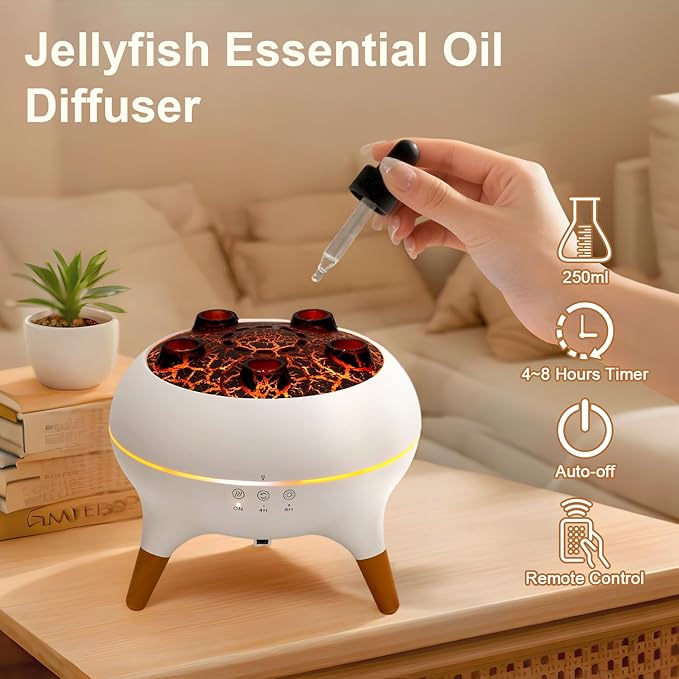 Jellyfish Diffuser, 0.66gal Remote Control 7 Colors LED Lights, Easy Clean & - Image 3