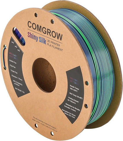 Comgrow Tri-Colors Silk PLA 3D Printer Filament, Rainbow PLA Filament 1.75mm - Image 8
