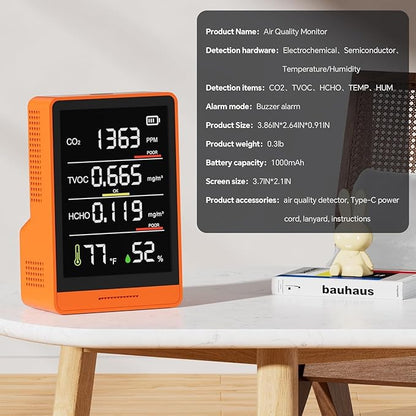 5-in-1 Professional Indoor Air Quality Monitor Indoor Portable CO2 Monitor | - Image 5