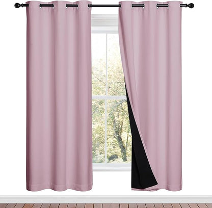 NICETOWN 100% Blackout Window Curtain Panels, Baby Pink, 2 Pieces, 42-inch Wide by NICETOWN