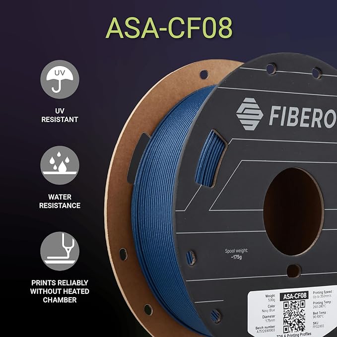 Polymaker Fiberon ASA-CF08 Navy Blue Carbon Fiber 3D Printing Filament 1.75mm - Image 2