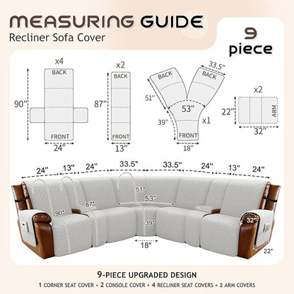 Arfntevss Waterproof Recliner Sectional Couch Covers - Image 5