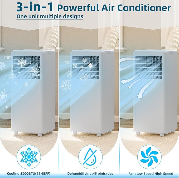GarveeLife 8, 000 BTU Portable Air Conditioner – 3-in-1 AC Unit - Image 6