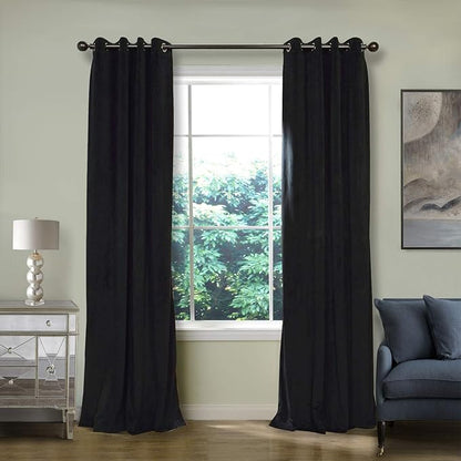 ChadMade Extra Wide Blackout Lined Premium Velvet Curtain Warm Black 120Wx96L by ChadMade